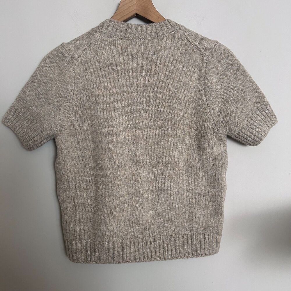 COS Alpaca Yak Wool Knit T-Shirt Beige Melange Short Sleeve Sweater NWT - Picture 6 of 9